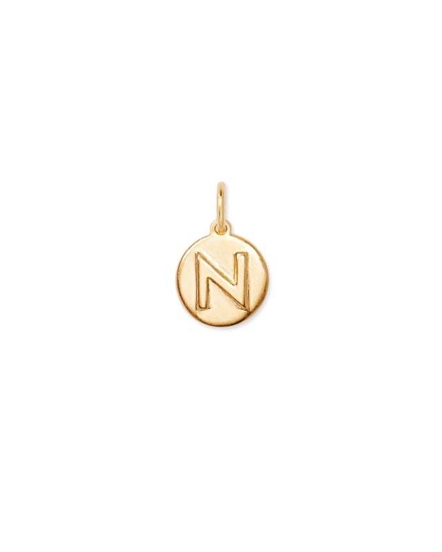 Letter N Coin Charm in 18k Gold Vermeil image number 0.0